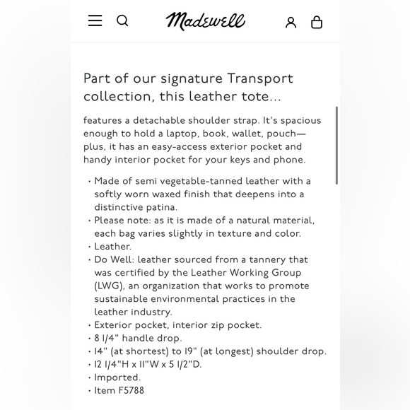 NWT MADEWELL The Medium Transport Tote in Dark Cabernet color - Picture 12 of 12